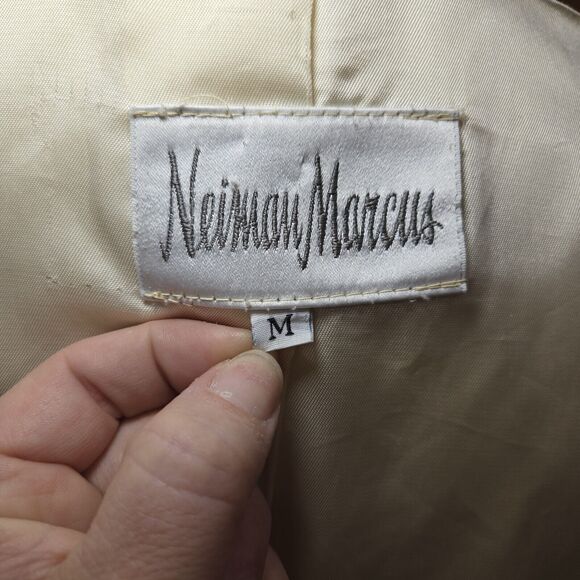 Vintage‎ 80s Neiman Marcus Womens Faux Fur Heavy Coat Medium Glam City Cream - Picture 11 of 13